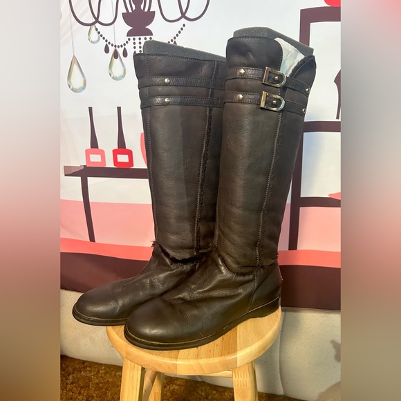 JIMMY CHOO Harvest Napa Shearling Brown Leather Calf Knee Boots AWESOME STEAL! - Picture 5 of 14